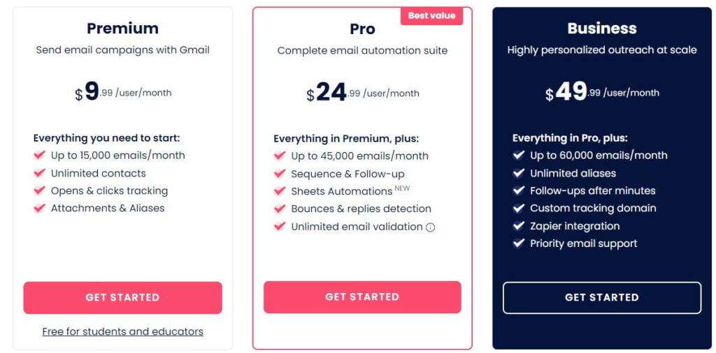 mailmeteor pricing