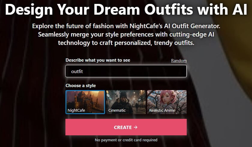 nightcafe outfit generator